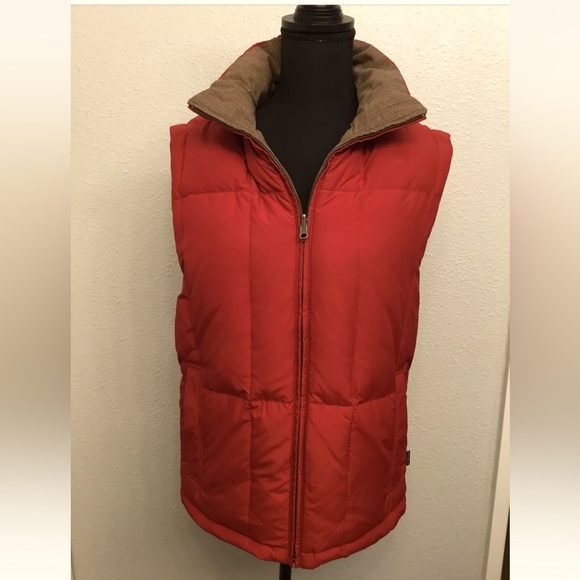 Eddie Bauer Brown Red Reversible Goose Down Feather Puffer Vest Large - Picture 1 of 6